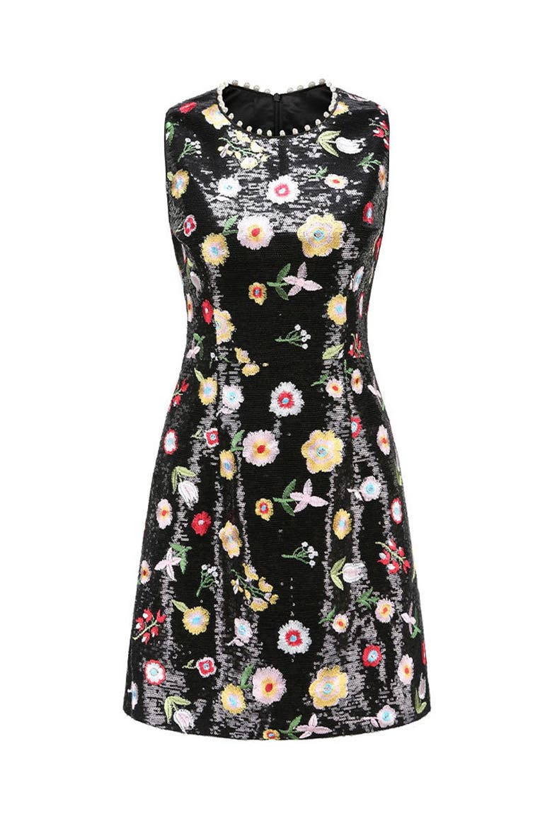Derling Embroidered Dress, Main, color, Noir