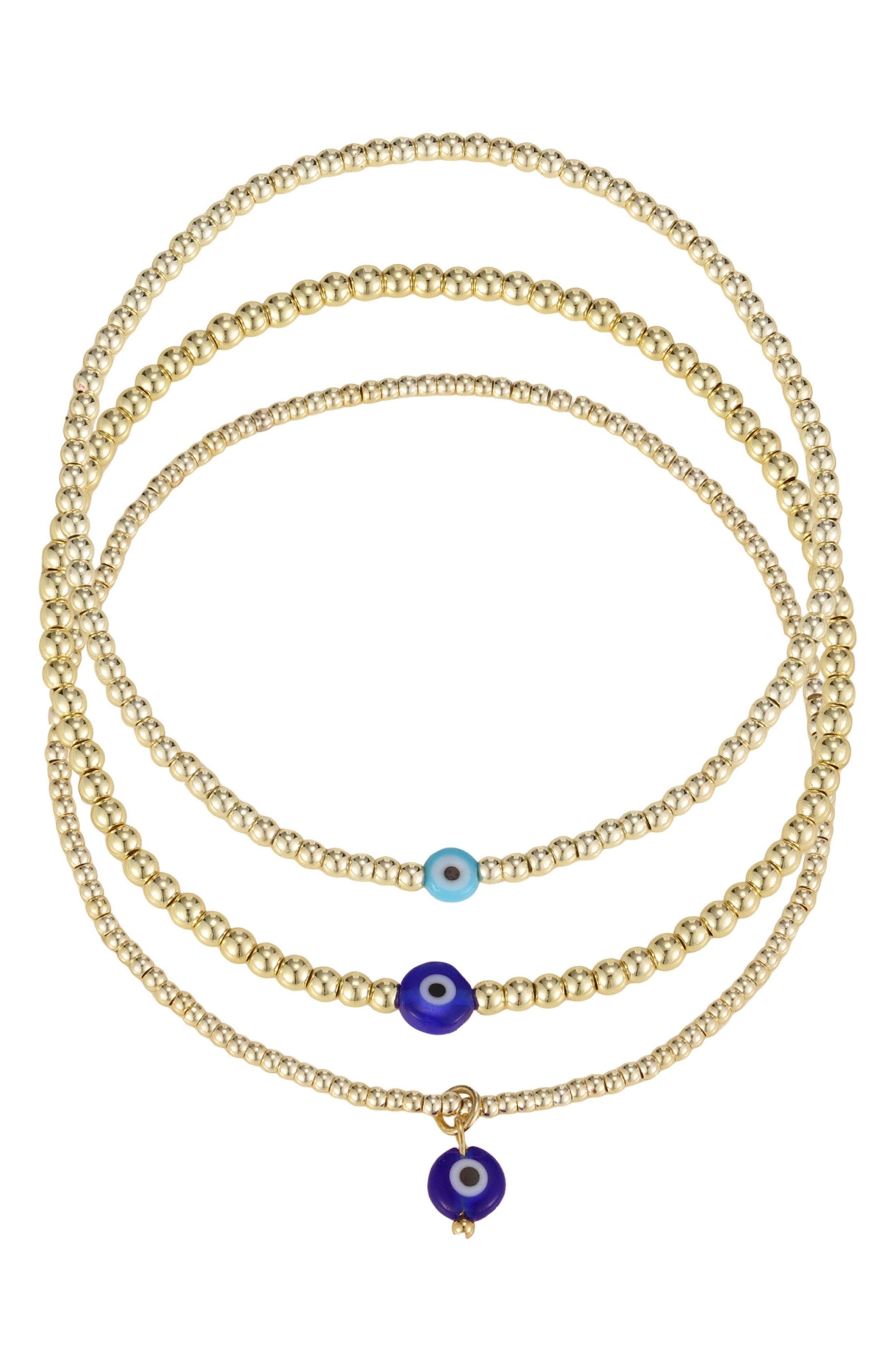 Set of 3 Evil Eye Stretch Bracelets