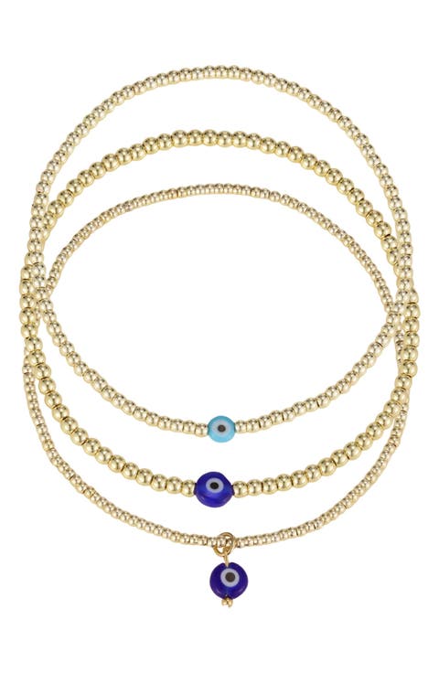 Set of 3 Evil Eye Stretch Bracelets