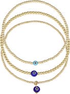 Adornia Set of 3 Evil Eye Stretch Bracelets