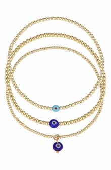 Set of 3 Evil Eye Stretch Bracelets