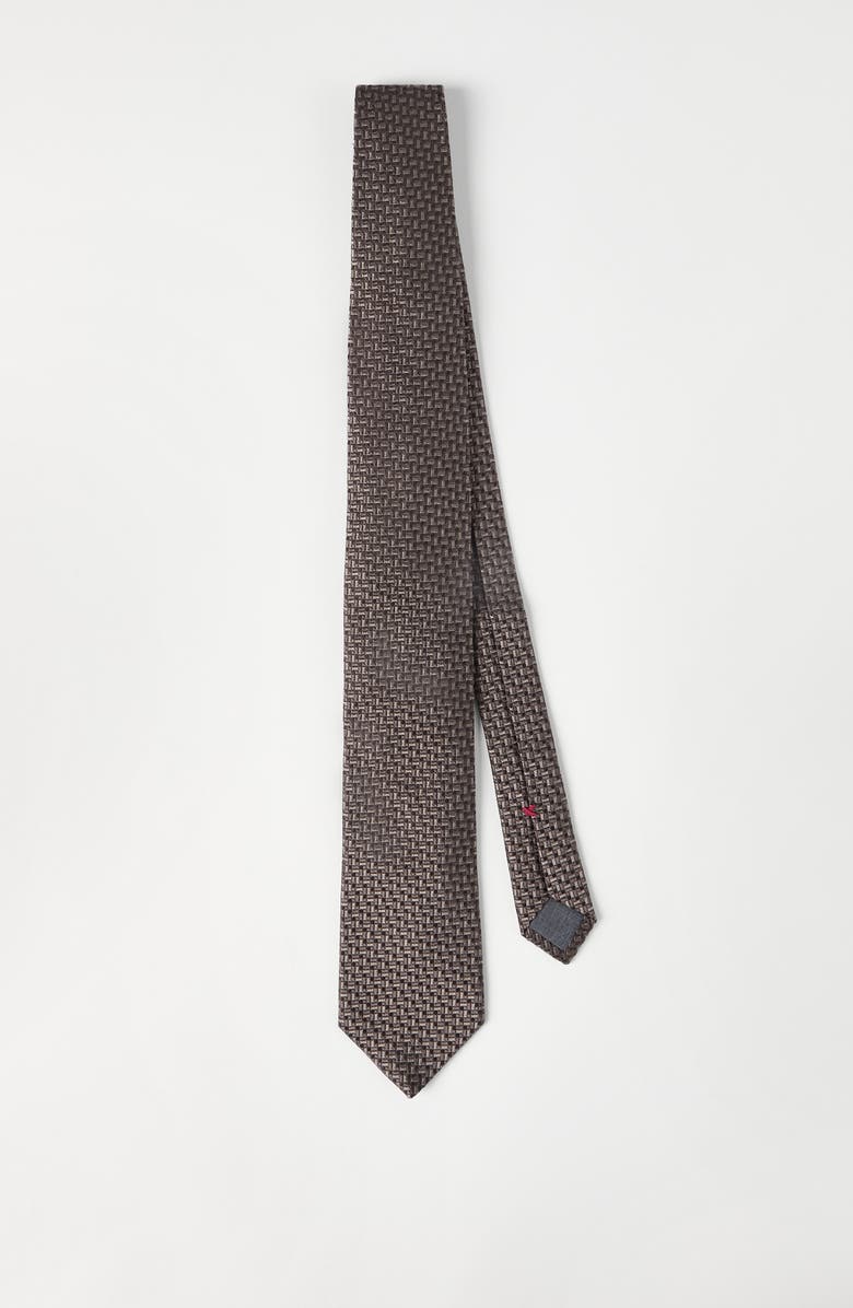 Brunello Cucinelli Silk necktie, Alternate, color, Hazelnut