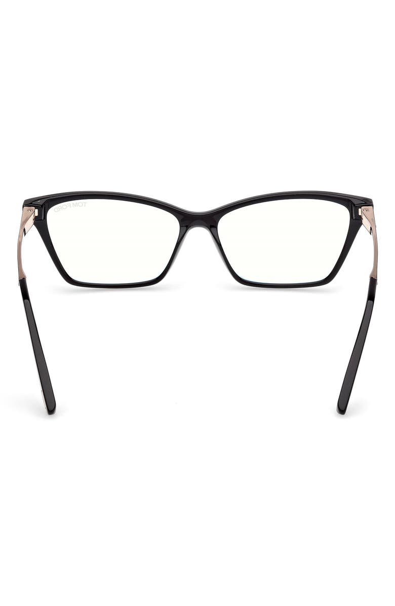 TOM FORD 56mm Butterfly Optical Glasses, Alternate, color, Shiny Black / Black Enamel