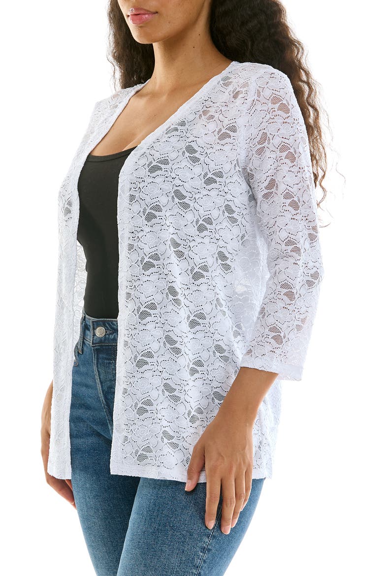 Lace Three-Quarter Sleeve Bolero, Alternate, color, WHITE