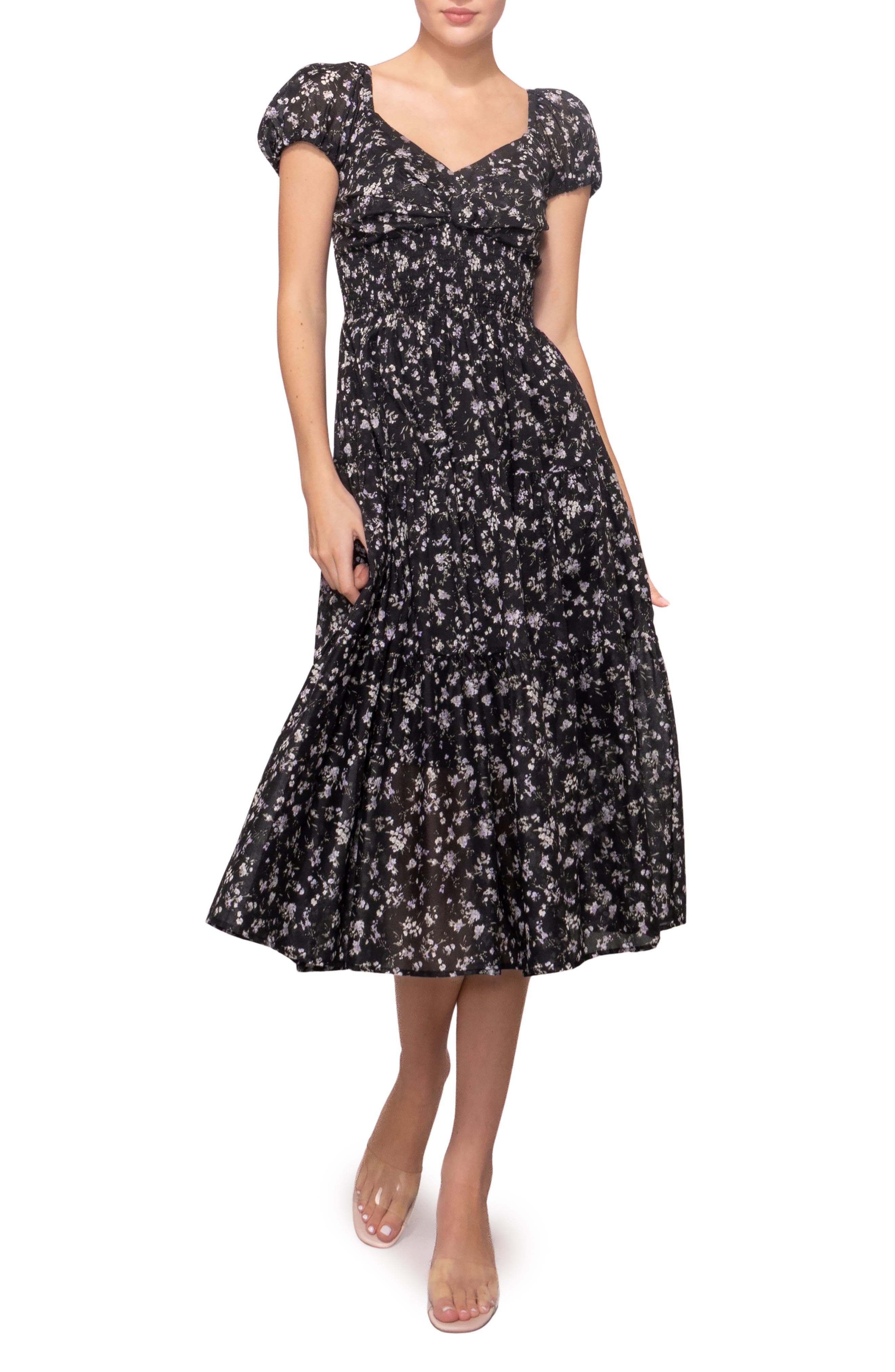 MELLODAY Ditsy Print Midi Dress