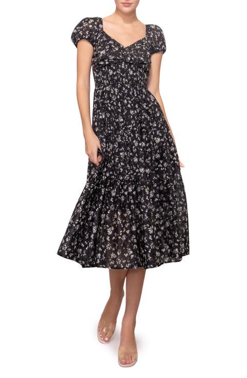 Ditsy Print Midi Dress