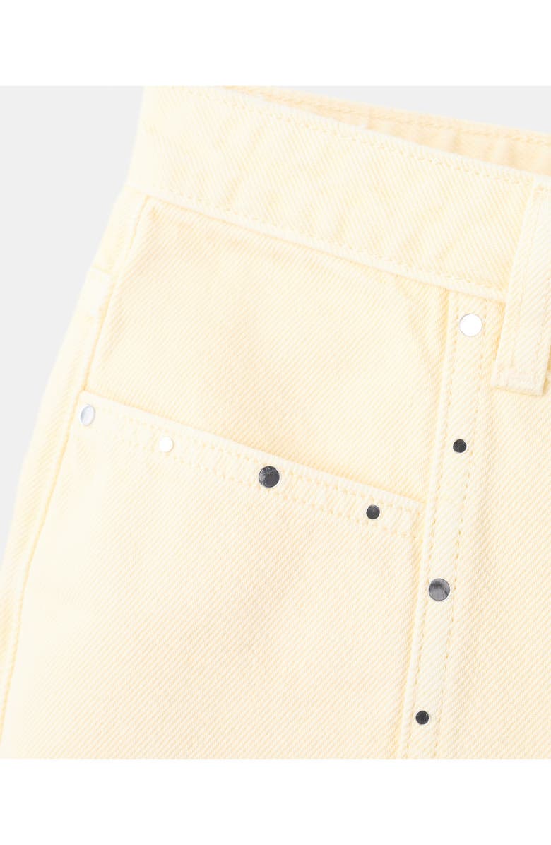 MANGO TEEN Low Rise Stud Denim Shorts, Alternate, color, Pastel Yellow