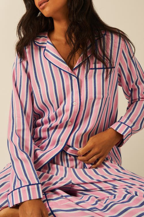 Stripe & Stare Ecovero Pyjama Top In Pink