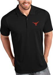 ANTIGUA Men's Antigua Black Texas Longhorns Desert Dry Tribute Polo