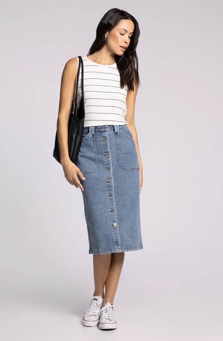 Thread & Supply Shania Button Front Denim Skirt, Alternate, color, Bobbie Wash