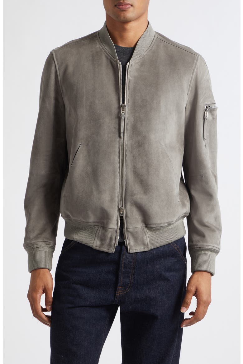 Suede Bomber Jacket, Main, color, TCR TITANIUM