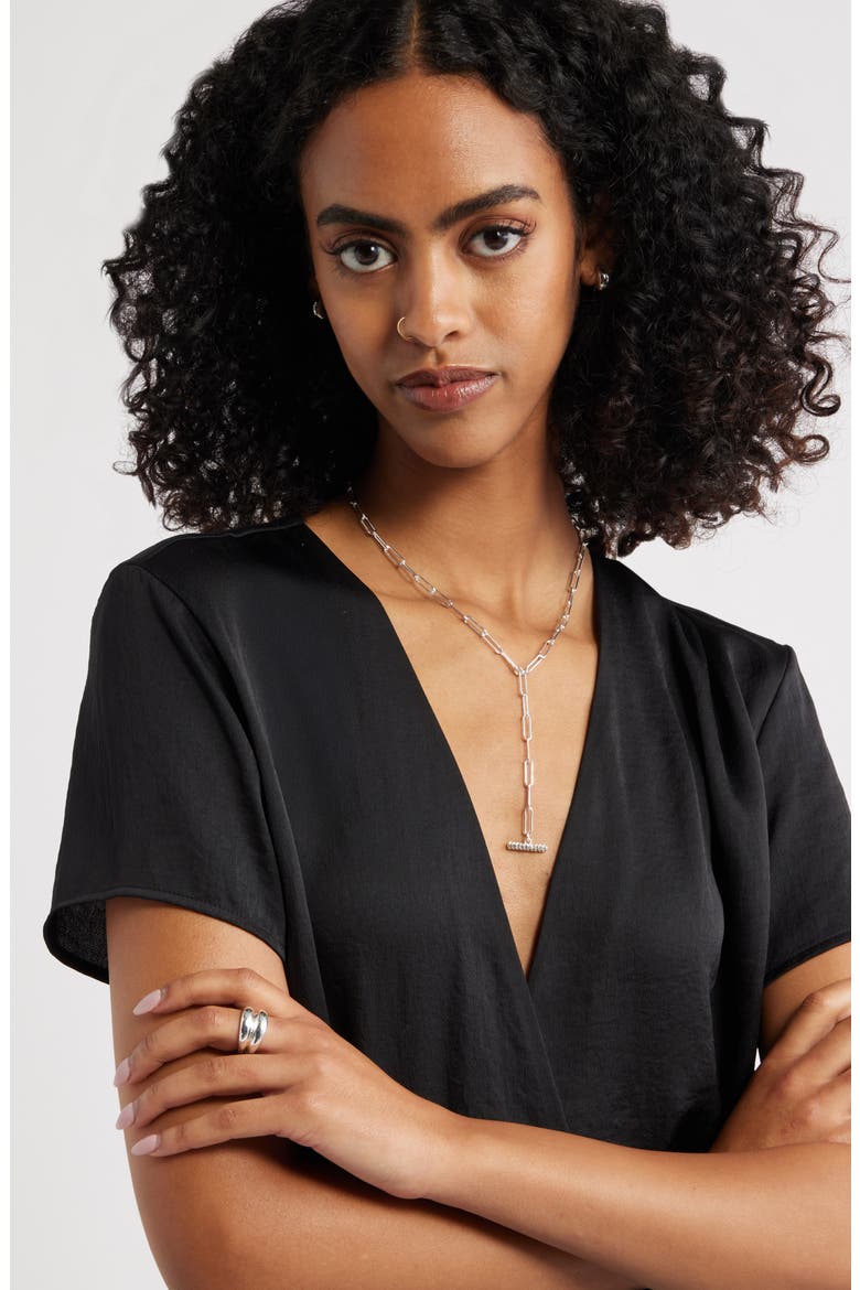 Paper Clip Pavé Toggle Necklace, Alternate, color, CLEAR- SILVER