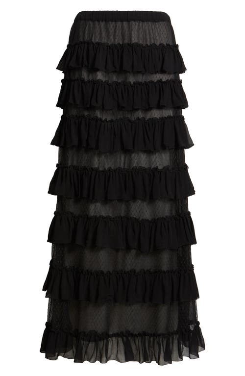 The Great . Winter Tiered Mesh Maxi Skirt In Black