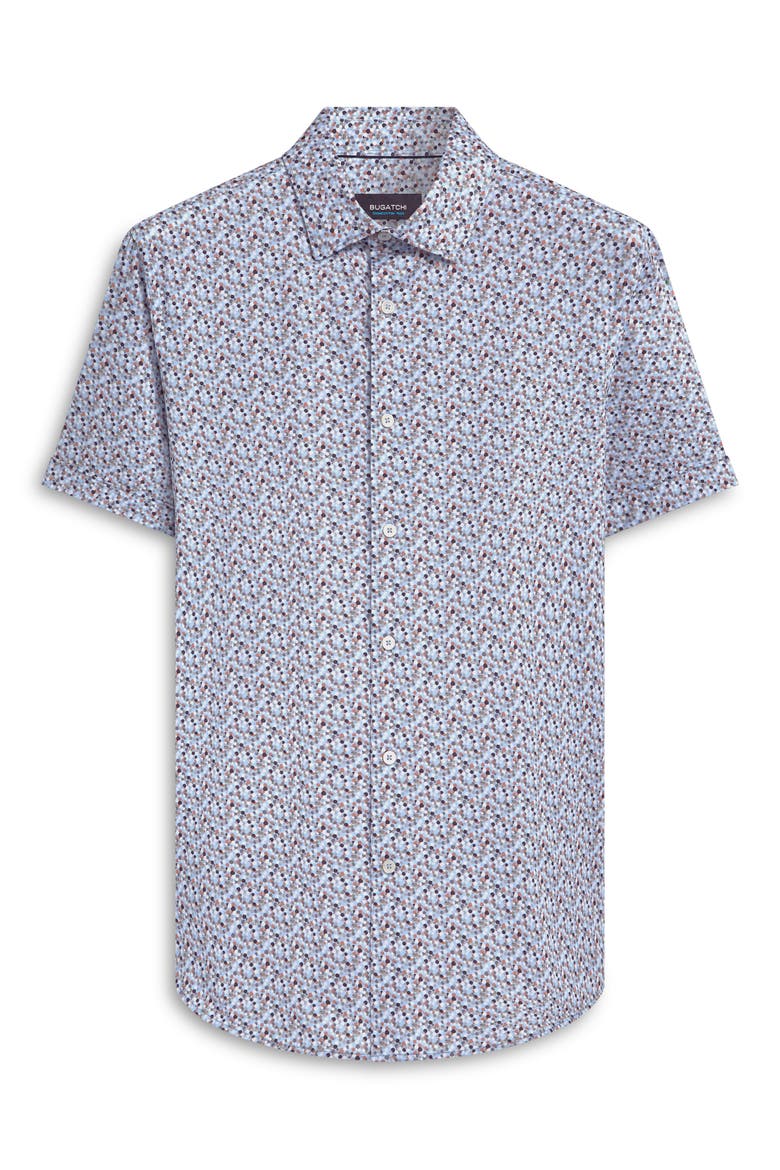 Miles OoohCotton® Confetti Print Short Sleeve Button-Up Shirt, Alternate, color, ICE BLUE