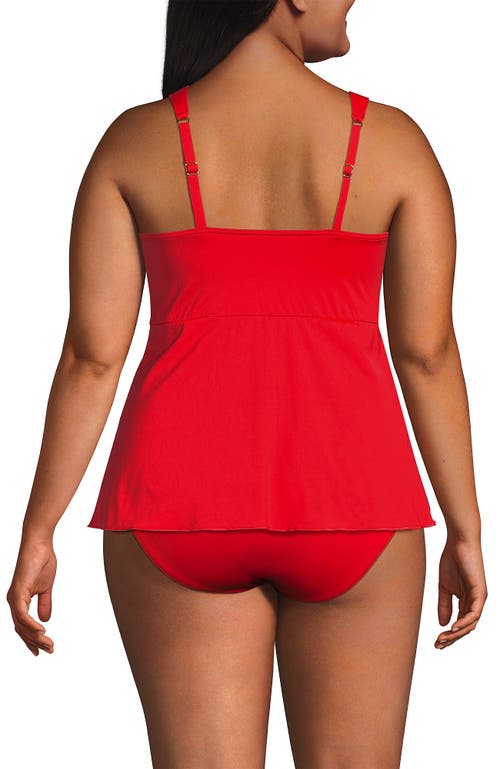 Lands' End Adjustable Scoop Neck Flutter Tankini Top In Red