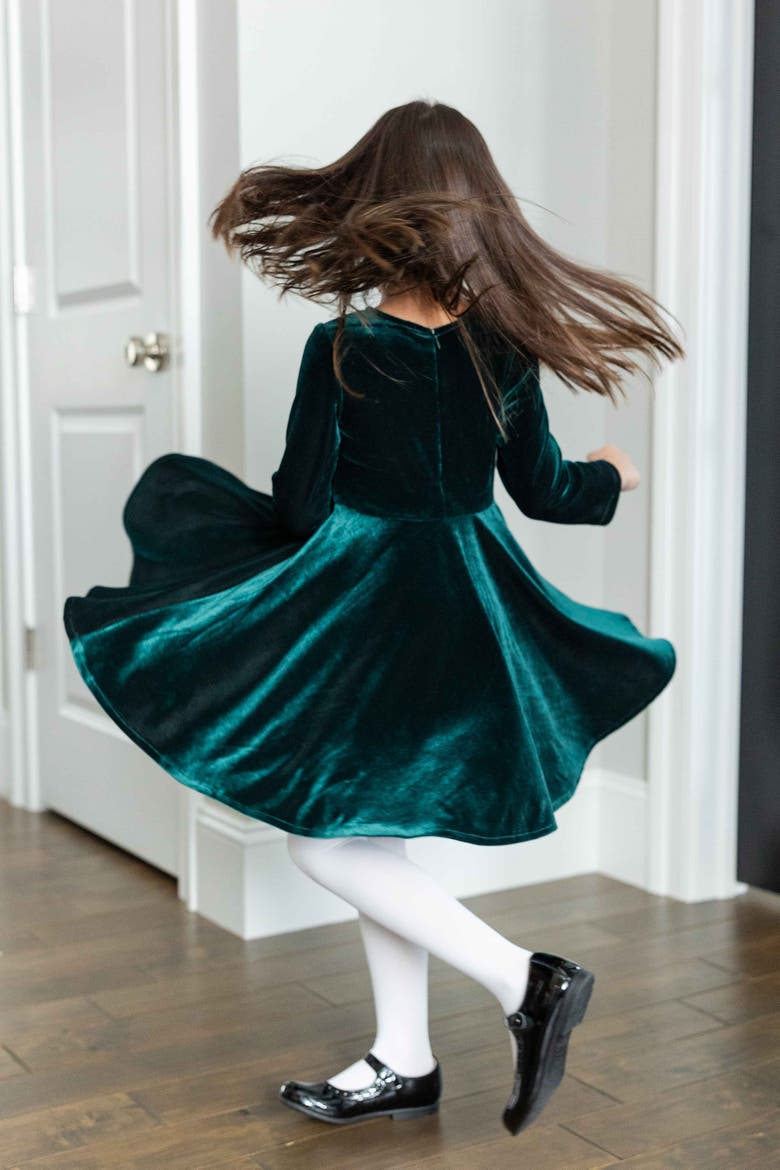 Stretch Velvet Dress with Pearls, Alternate, color, Green Velvet