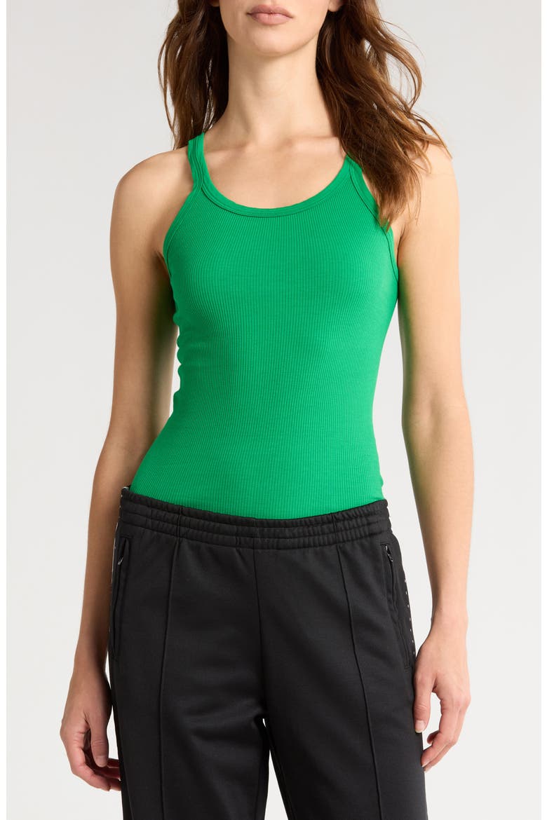 Rib Cotton Tank, Main, color, VERDE