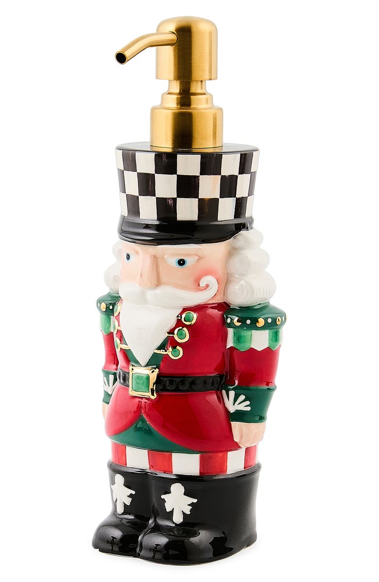 MACKENZIE CHILDS Check It Out Ceramic Nutcracker Soap Dispenser, Alternate, color, Red