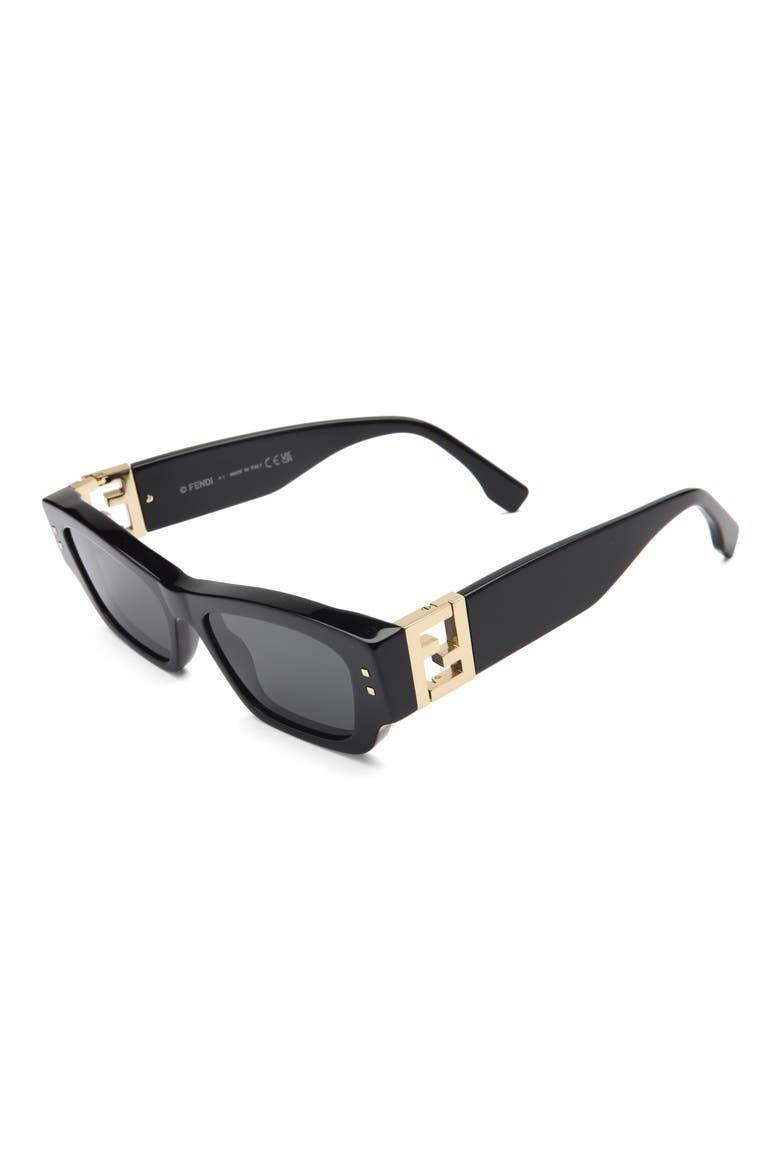 Fold 53mm Cat Eye Sunglasses, Alternate, color, SHINY BLACK / SMOKE