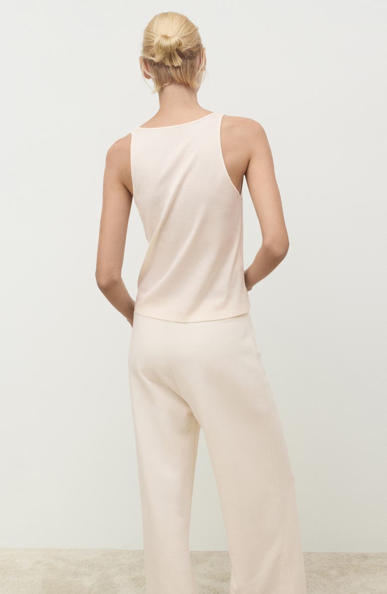 MANGO Cotton V-Neck Pajama Tank, Alternate, color, Yellow