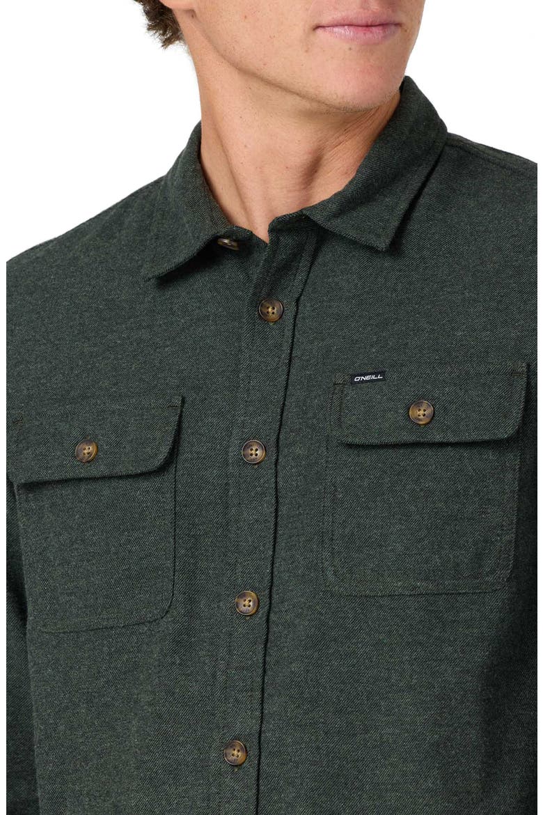 Regent Solid Cotton Flannel Button-Up Shirt, Alternate, color, HUNTER GREEN