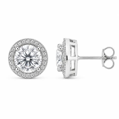 Sterling Silver Halo Stud Earrings