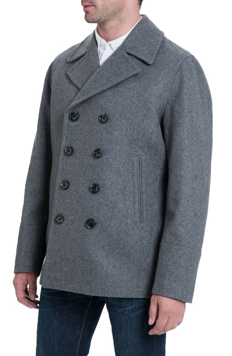 Michael Kors Wool Blend Double Breasted Peacoat, Alternate, color,