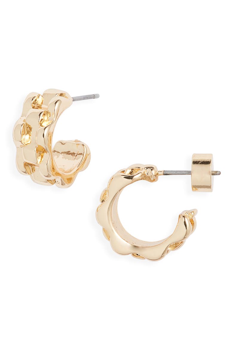 Watch Band Hoop Earrings, Main, color, GOLD