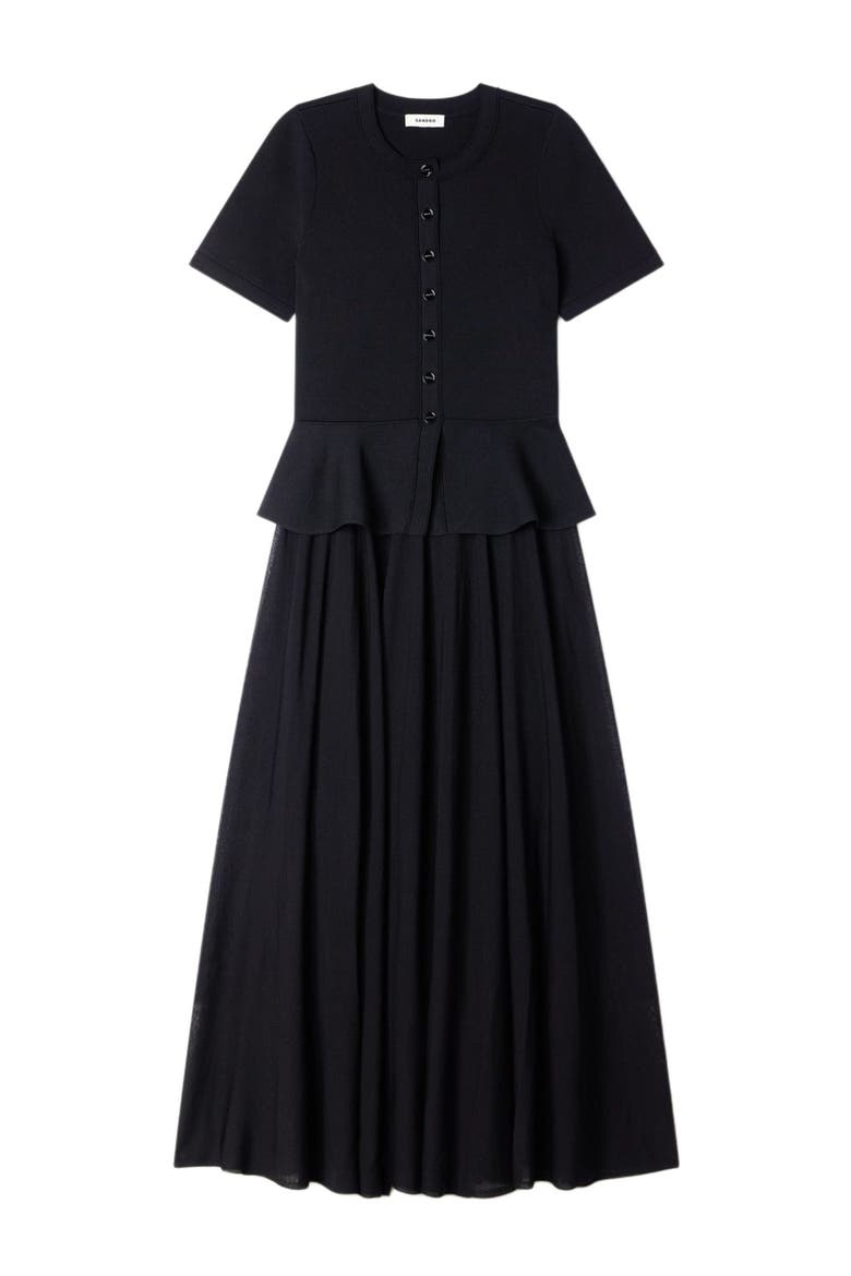 Peplum knit maxi dress, Alternate, color, Black