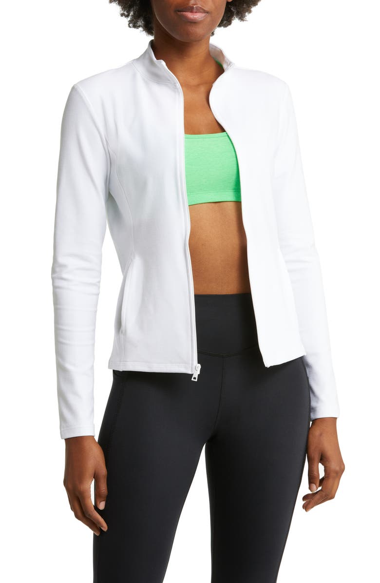 Beyond Yoga On the Go Mock Neck Jacket, Main, color, Cloud White