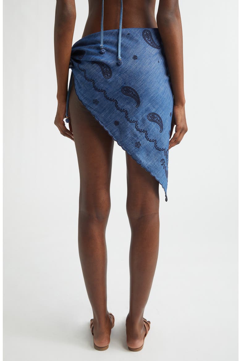 Paisley Embroidered Denim Pareo, Alternate, color, RAILWAY BLUE