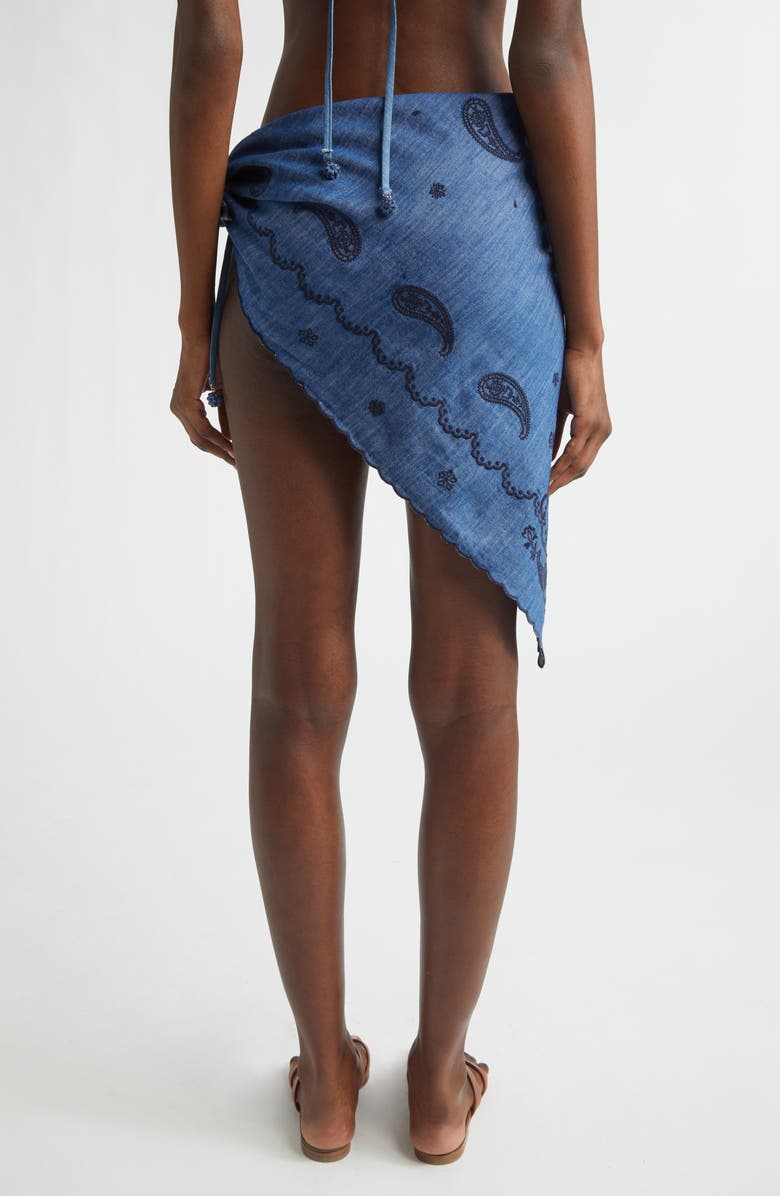 Zimmermann Paisley Embroidered Denim Pareo, Alternate, color, Railway Blue