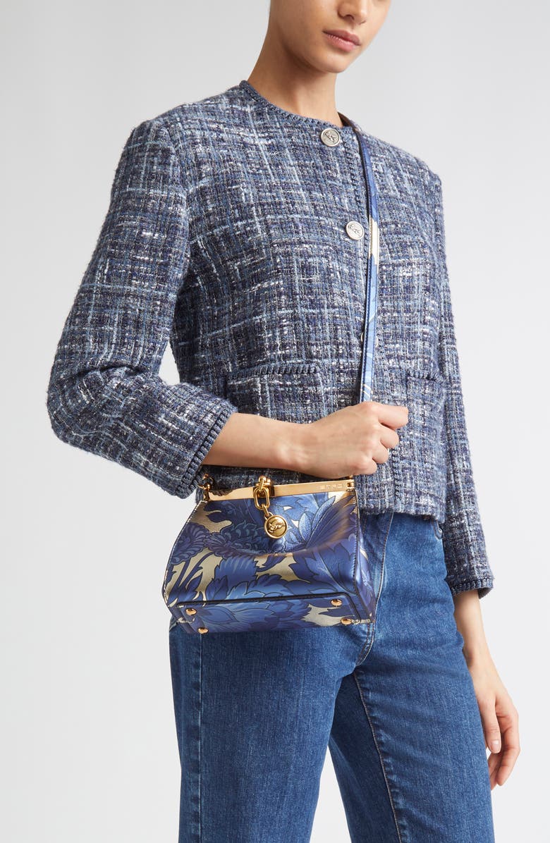 Etro Small Vela Floral Print Leather Shoulder Bag, Alternate, color,