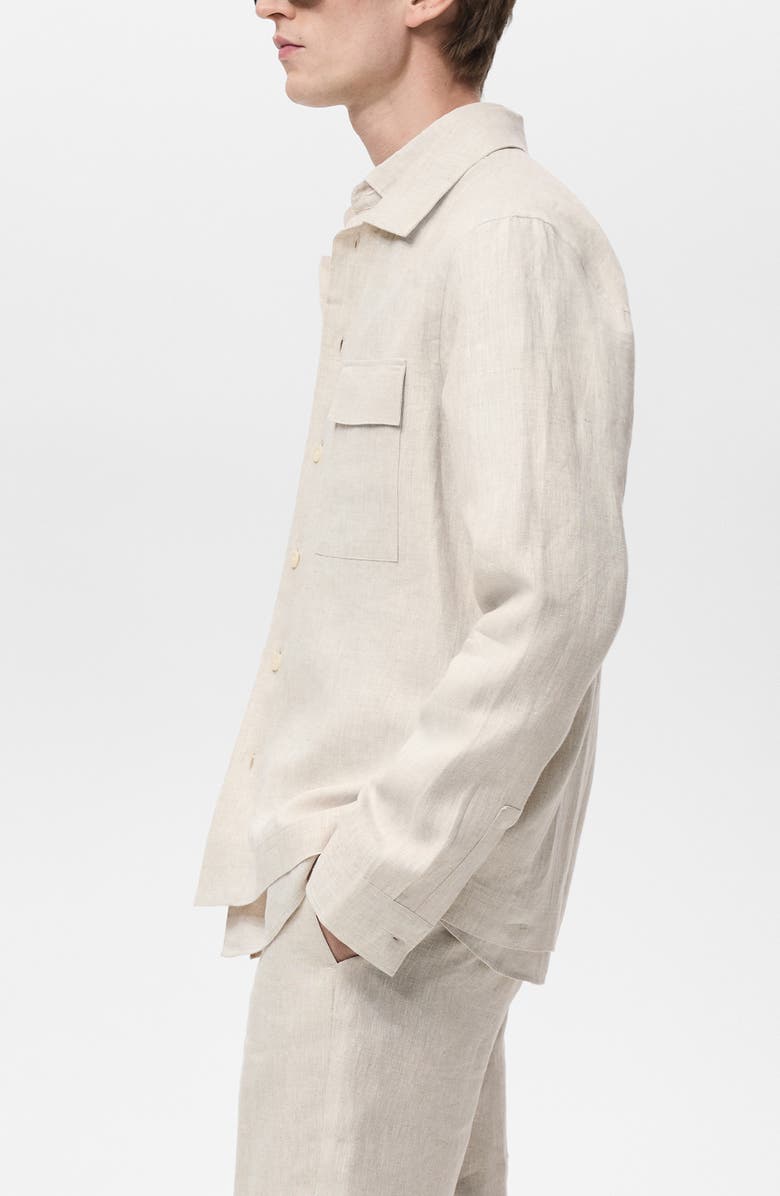 MANGO Linen Overshirt with Pockets, Alternate, color,