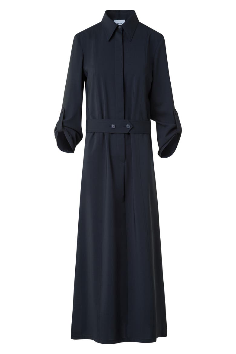 Long Sleeve Stretch Wool Midi Shirtdress, Alternate, color, NAVY