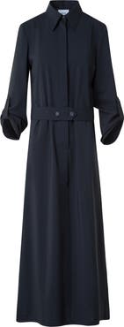 Akris punto Long Sleeve Stretch Wool Midi Shirtdress