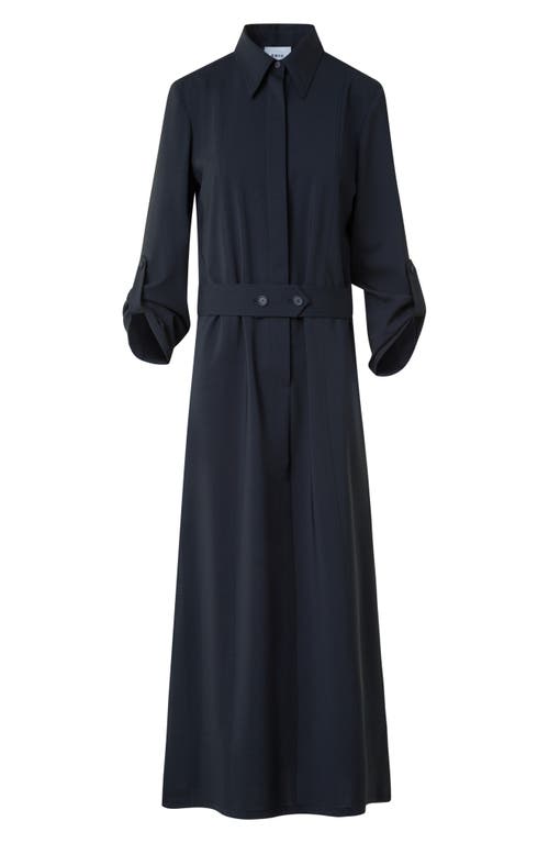Akris Punto Long Sleeve Stretch Wool Midi Shirtdress In Blue