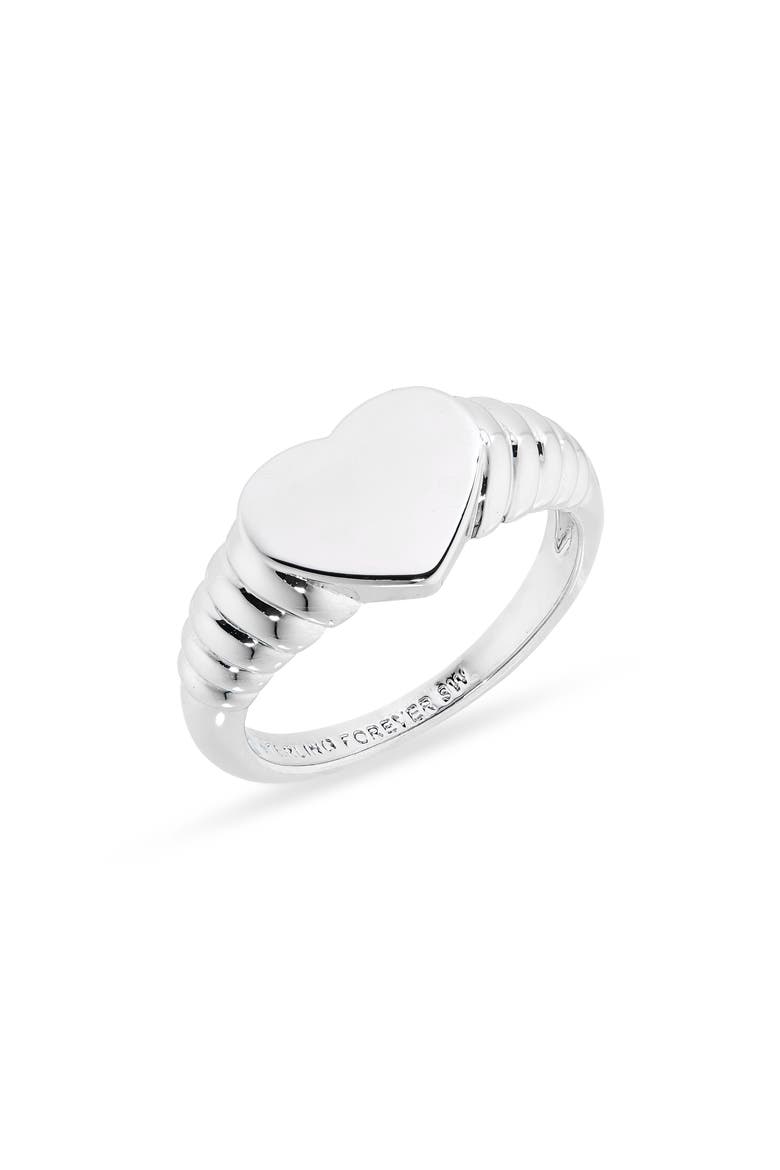 Kayla Heart Shaped Signet Ring, Main, color, SILVER