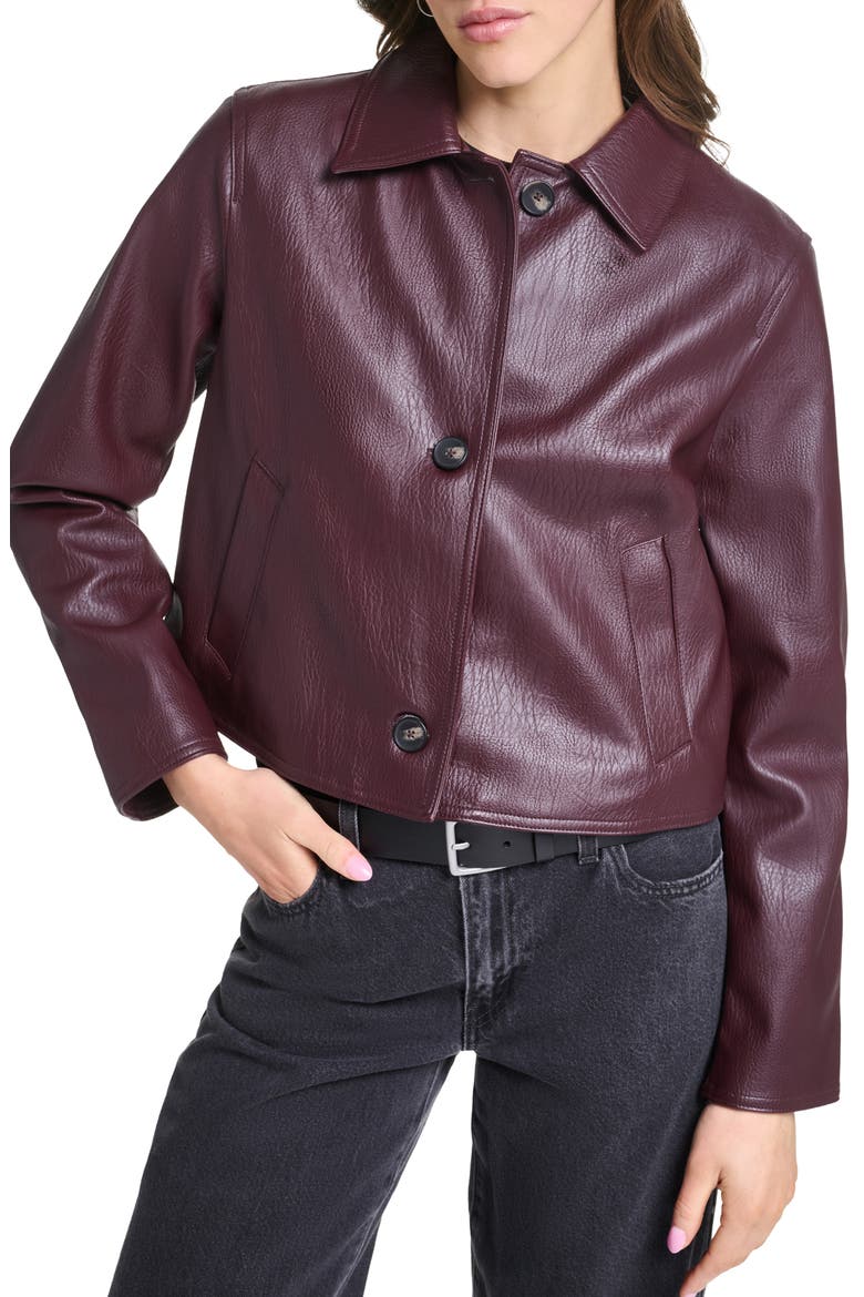 Crop Faux Leather Jacket, Main, color, OXBLOOD