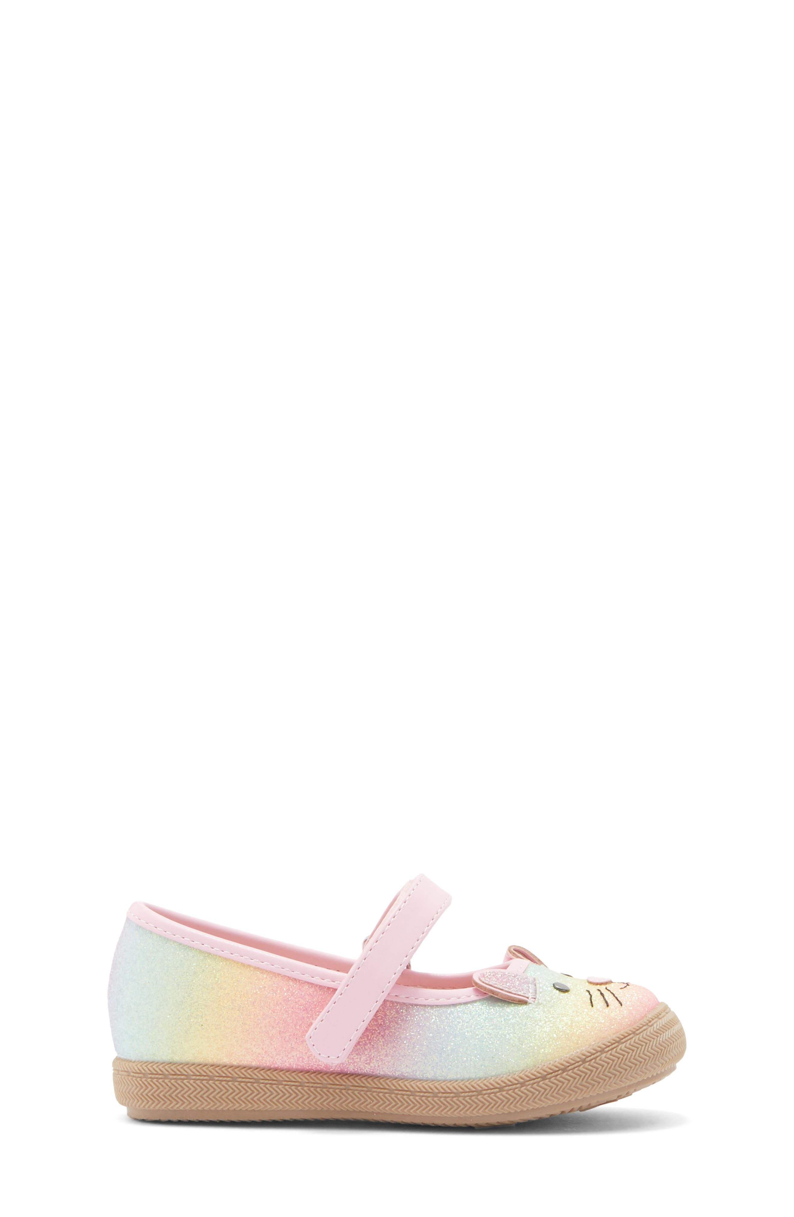 Kids' Bunny Critter Mary Jane Flat, Alternate, color, RAINBOW GLITTER