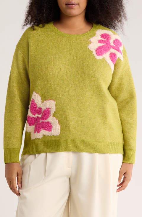 Raised Floral Sweater (Plus)