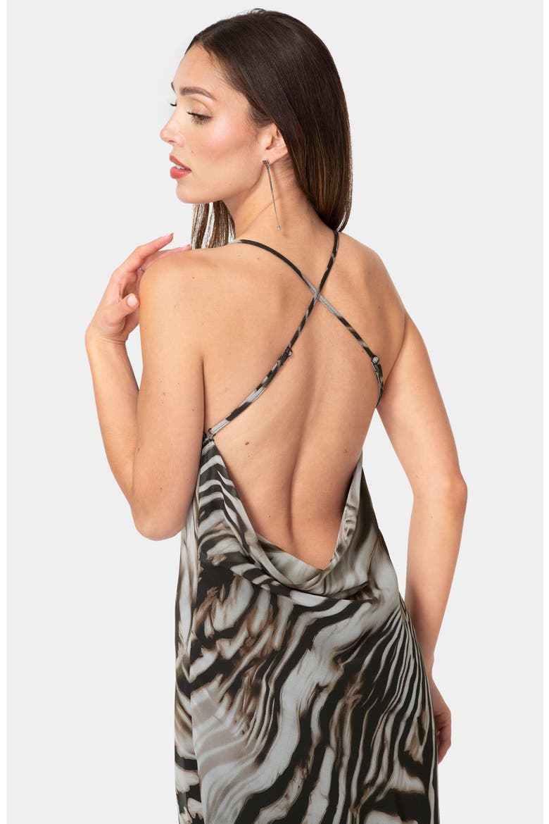 Print Chiffon Cowl Maxi Dress, Alternate, color, BROWN MULTI