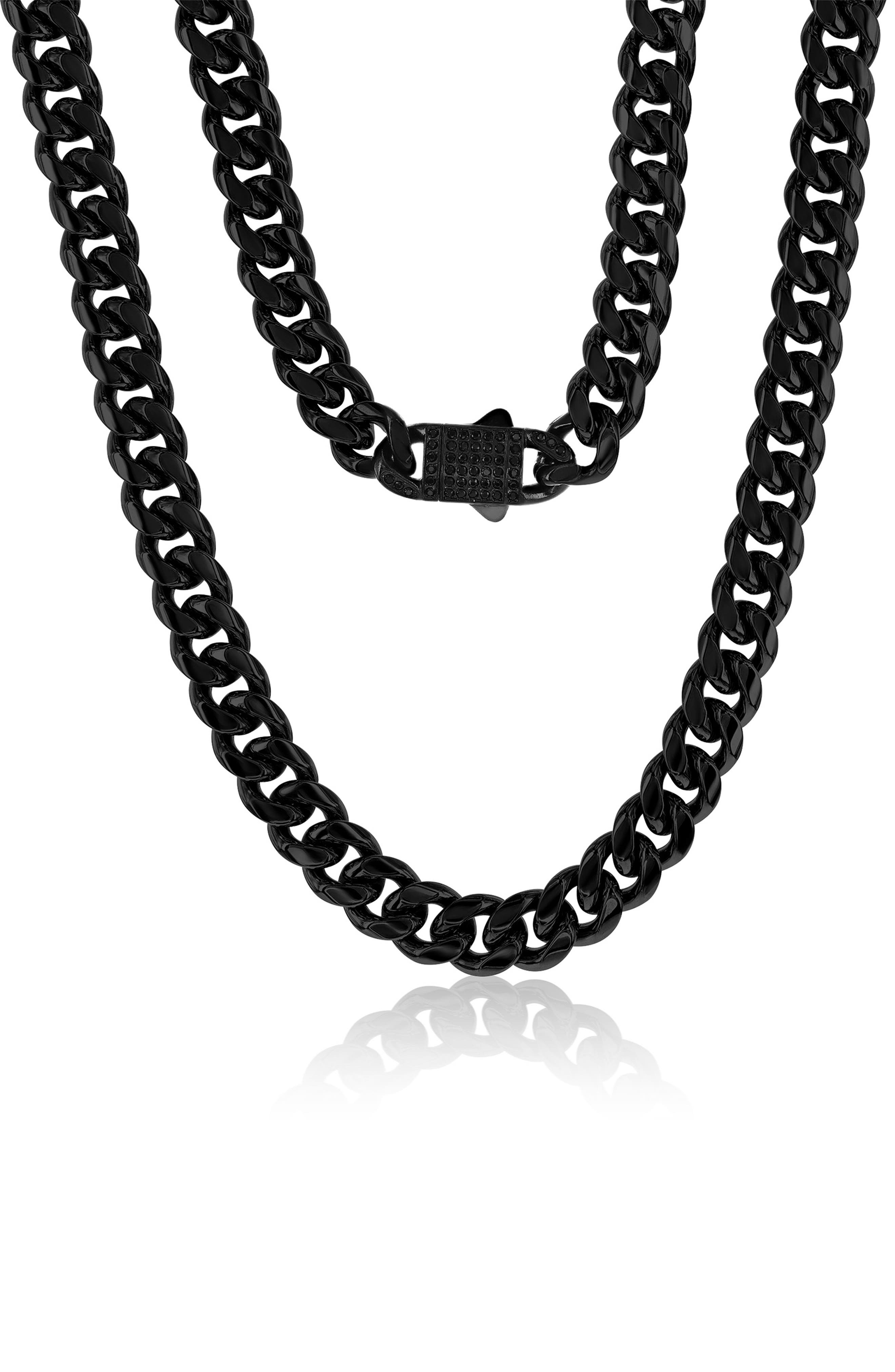 Blackjack Miami Cuban Link Chain Necklace In Black