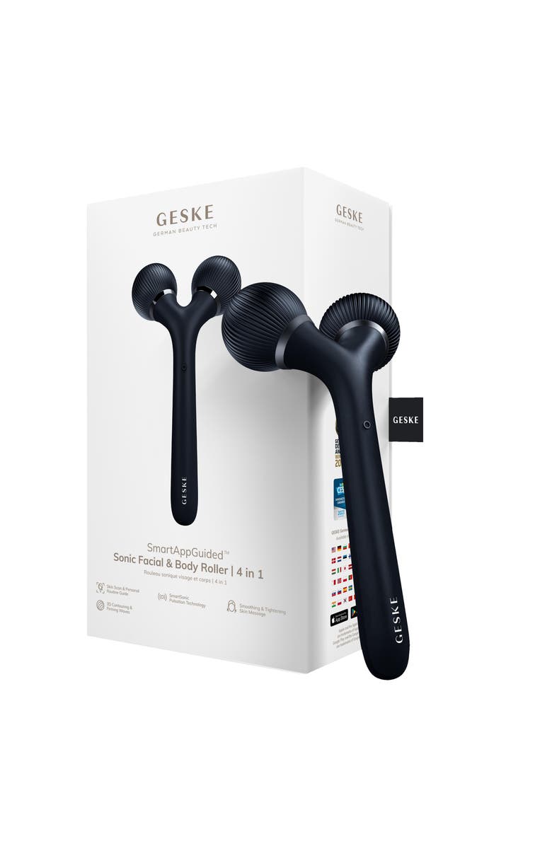 GESKE SmartAppGuided Sonic Facial & Body Roller | 4 in 1, Main, color, Black