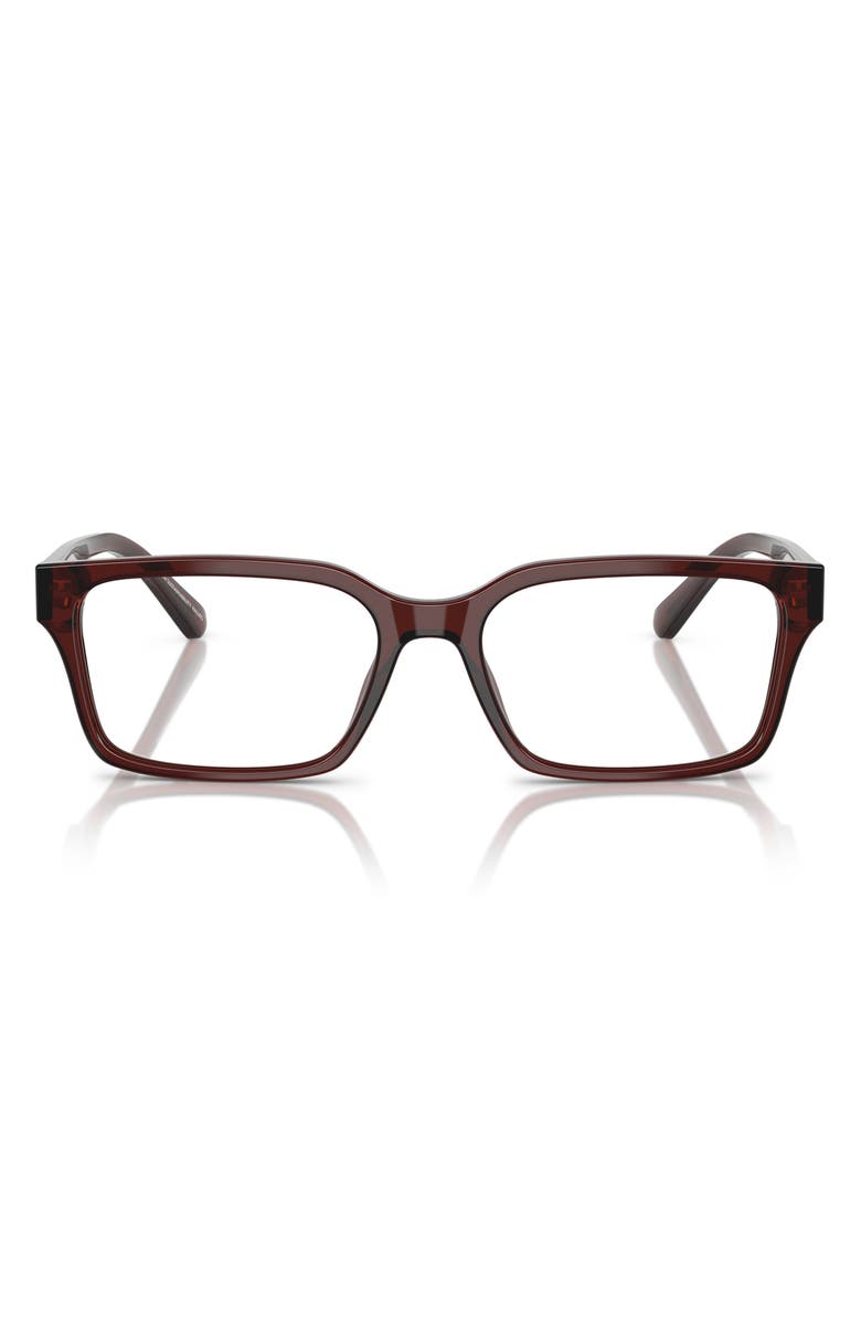 Emporio Armani 55mm Rectangle Optical Glasses, Main, color, Transparent Brown / Demo Lens
