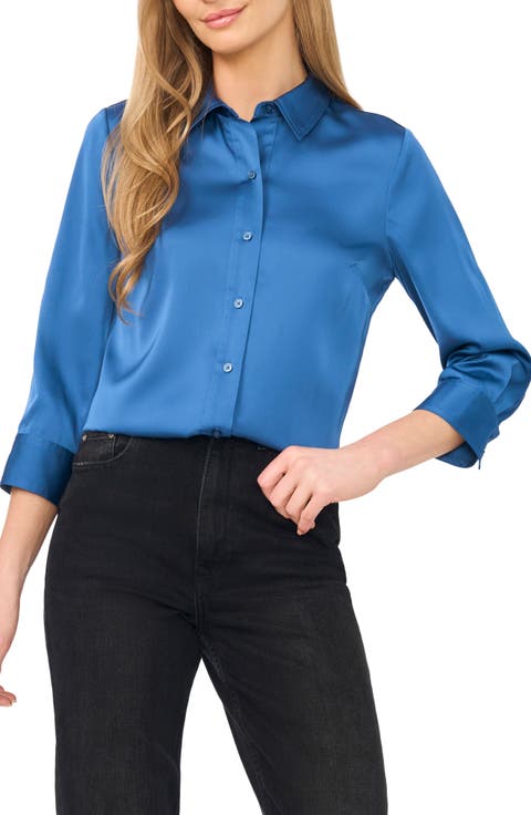Button Front Satin Shirt