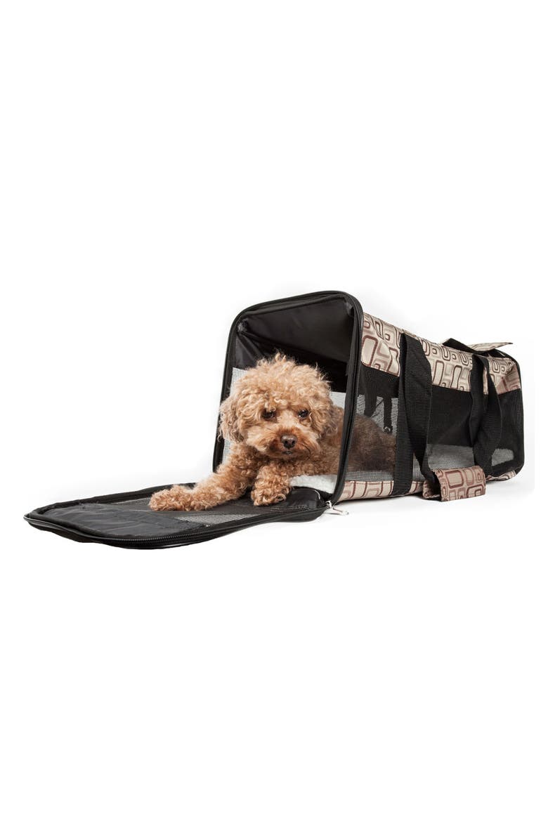 PET LIFE Folding Zippered Casual Carrier, Alternate, color, Brown