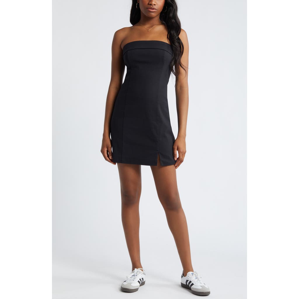 Bp. Foldover Strapless Minidress In Black