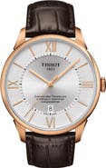 Tissot Men's Chemin des Tourelles Powermatic 80 Croc Embossed Leather Strap Watch, 42mm