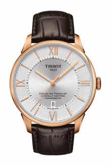 Tissot Men's Chemin des Tourelles Powermatic 80 Croc Embossed Leather Strap Watch, 42mm